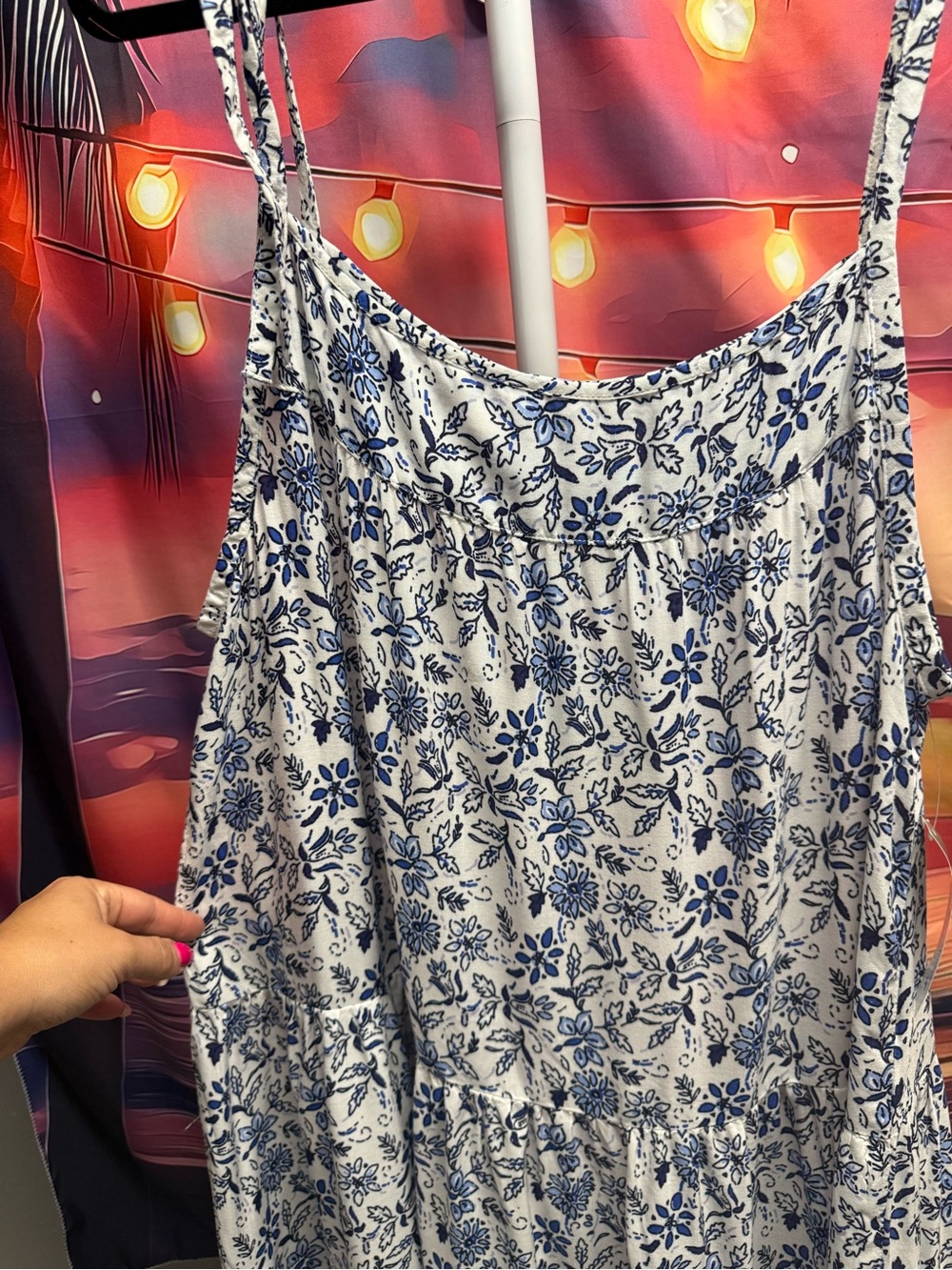BeachLunchLounge Blue Floral Tie-Shoulder Midi Dress Size XL - Picture 7 of 8